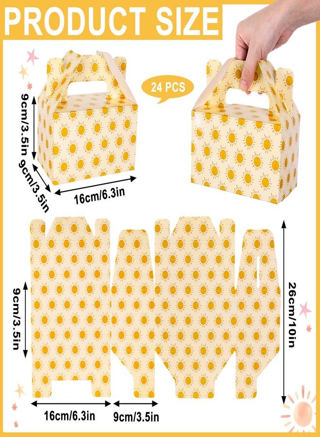 Whaline 24Pcs Boho Sun Party Favor Treat Boxes Watercolor Sun Patterns Candy Cake Gift Boxes with Handles Cute Cardboard Goodie Present Boxes for Baby Shower Birthday Party Supplies Gift Wrap - Image 2